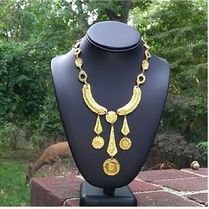 VINTAGE Egyptian Revival Gold Gilt CoinLink Choker